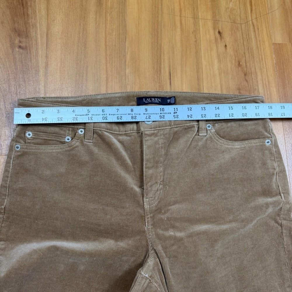 Lauren Ralph Lauren Tan Corduroy Straight Leg Pants Womens 14W Khaki Stretch - Picture 8 of 12